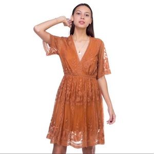 Mustard Crochet Lace Dress